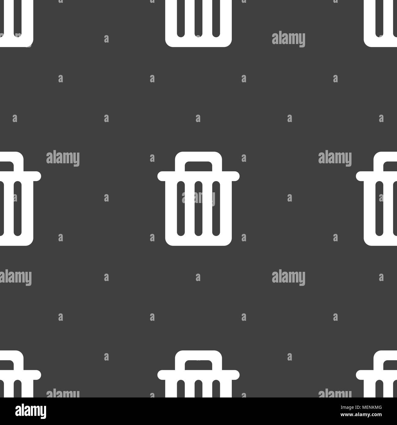 Recycle bin icon sign. Seamless pattern on a gray background. Vector ...