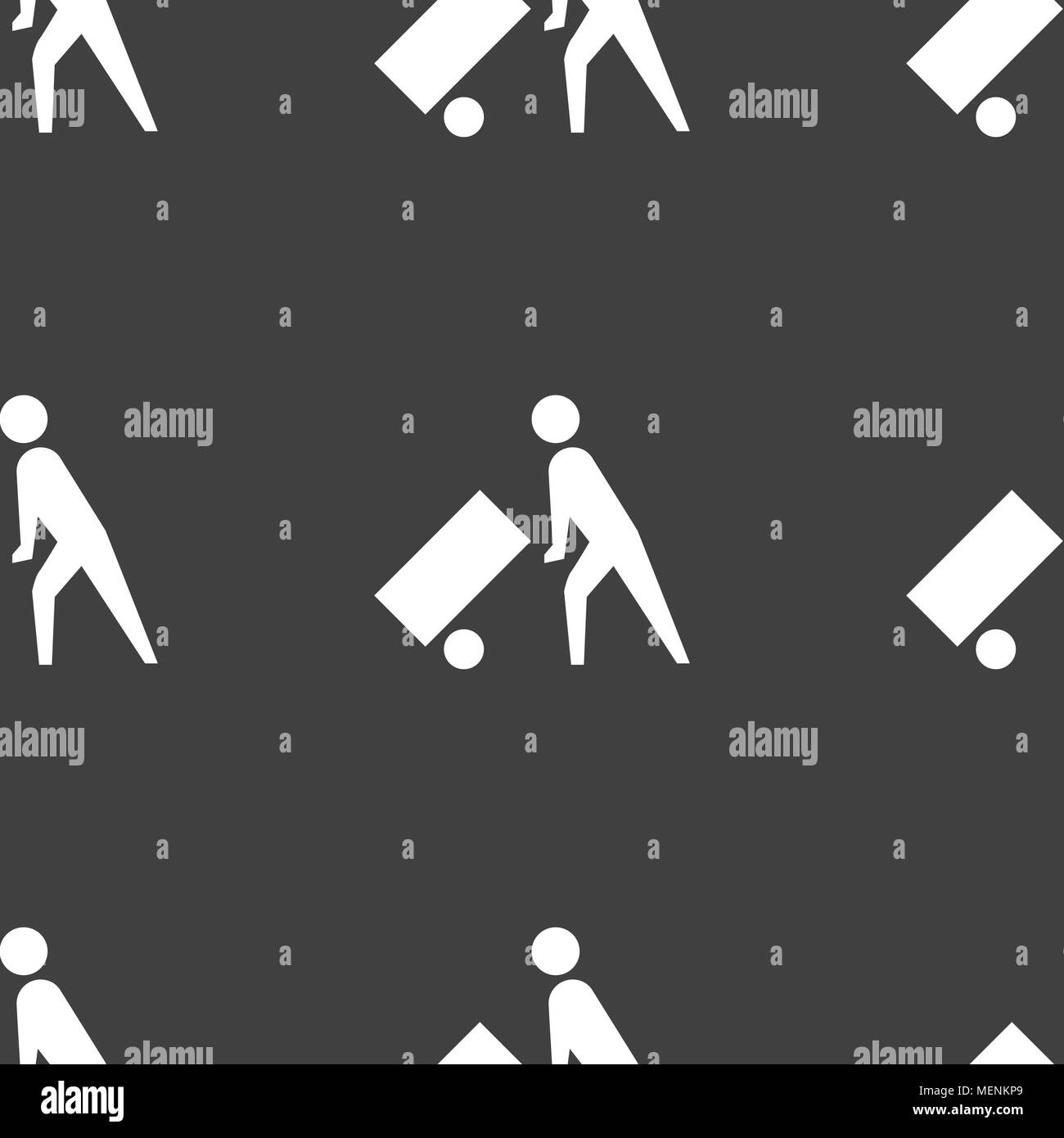 Loader icon sign. Seamless pattern on a gray background. Vector illustration Stock Vector