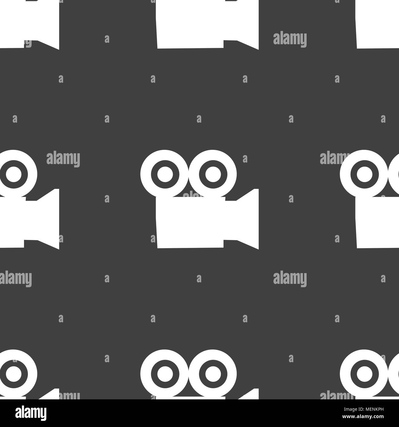 video camera icon sign. Seamless pattern on a gray background. Vector illustration Stock Vector