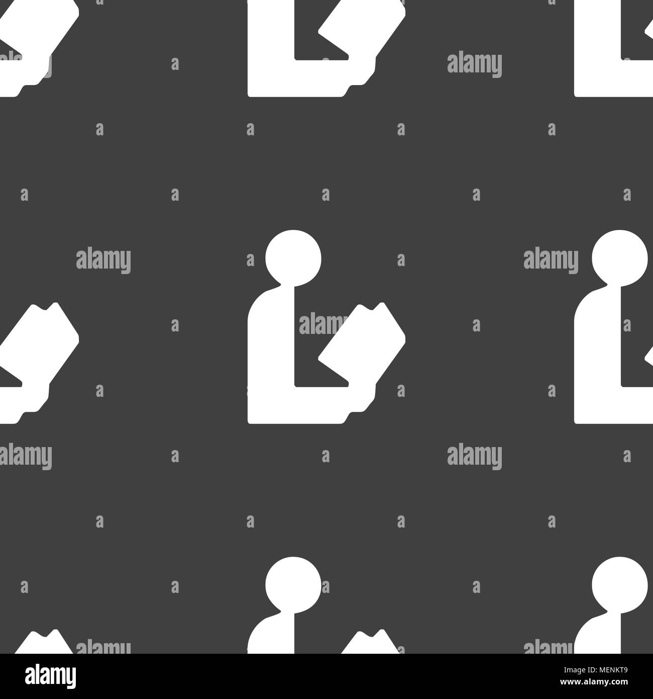 read a book icon sign. Seamless pattern on a gray background. Vector illustration Stock Vector