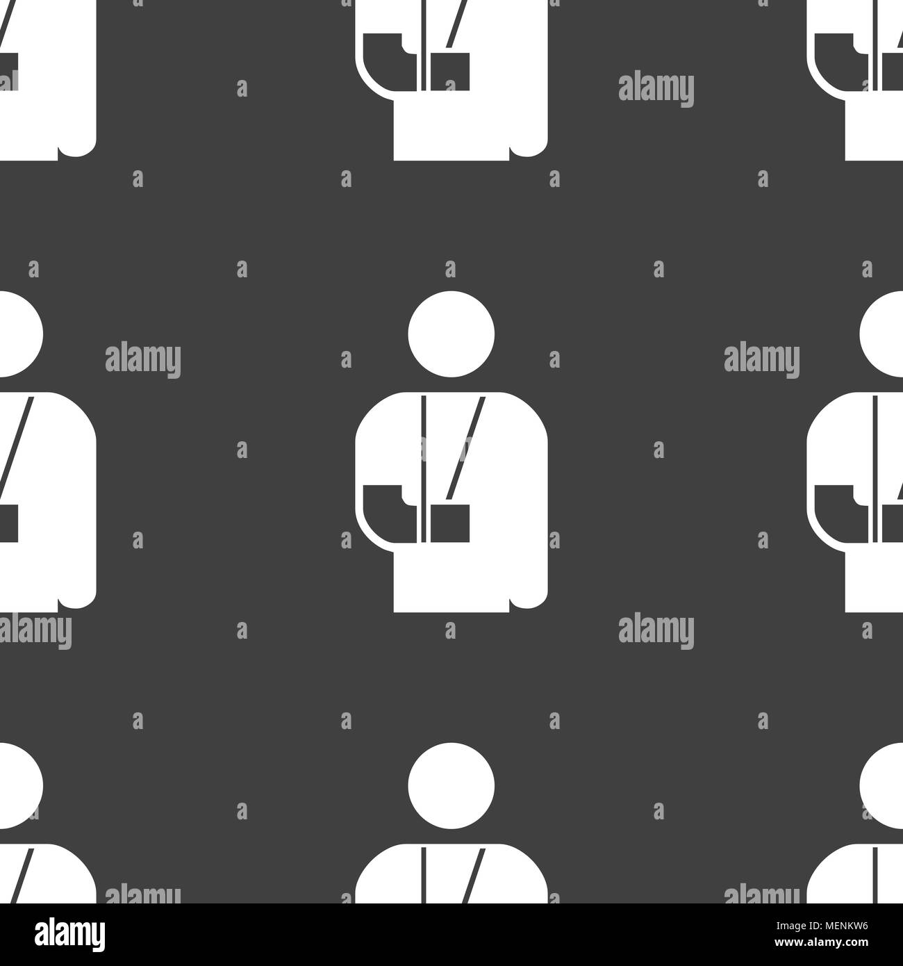 broken arm, disability icon sign. Seamless pattern on a gray background ...