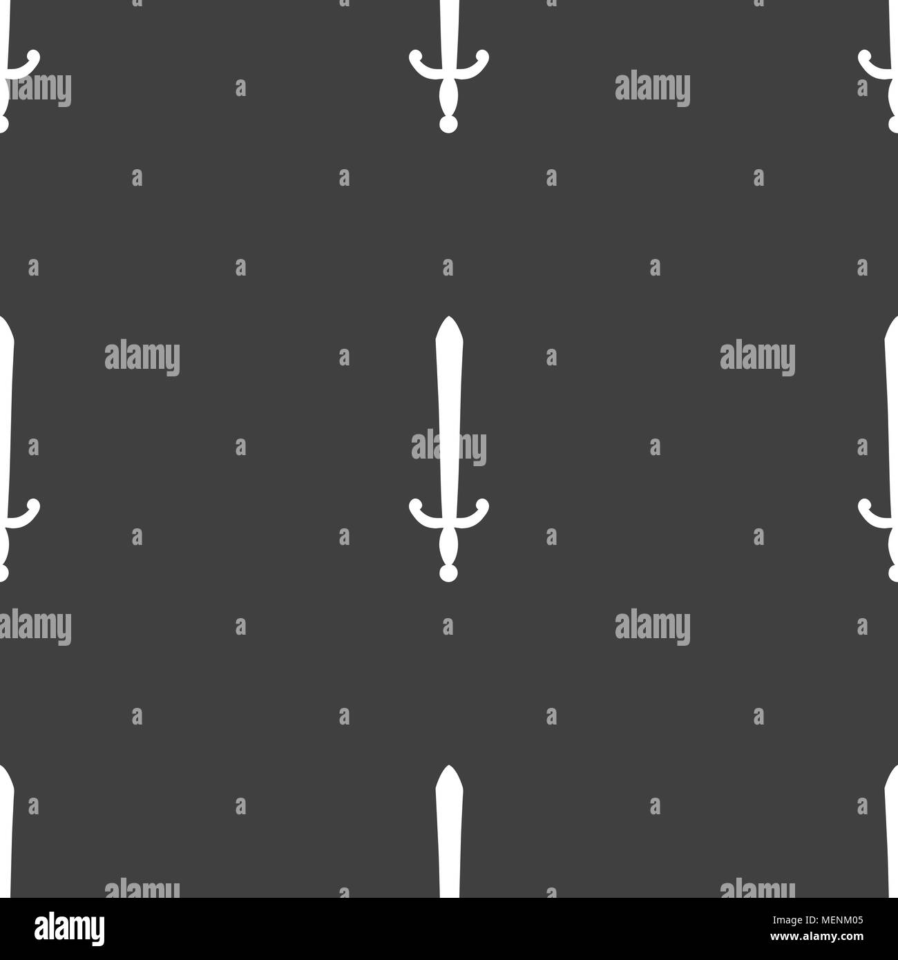 the sword icon sign. Seamless pattern on a gray background. Vector illustration Stock Vector
