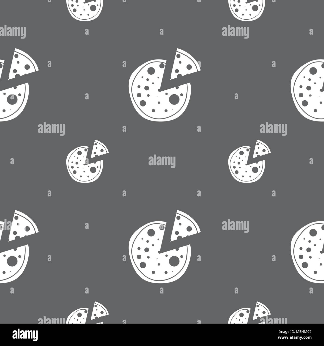 Pizza Icon. Seamless pattern on a gray background. Vector illustration Stock Vector