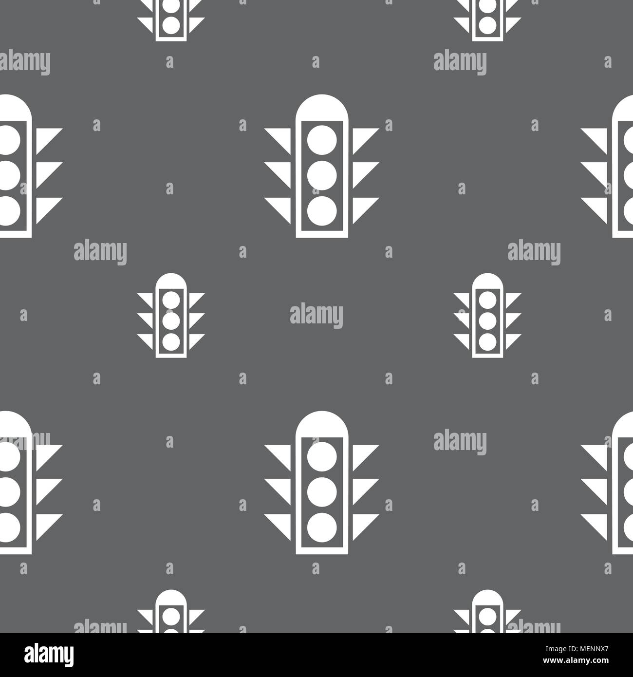 Traffic light signal icon sign. Seamless pattern on a gray background ...
