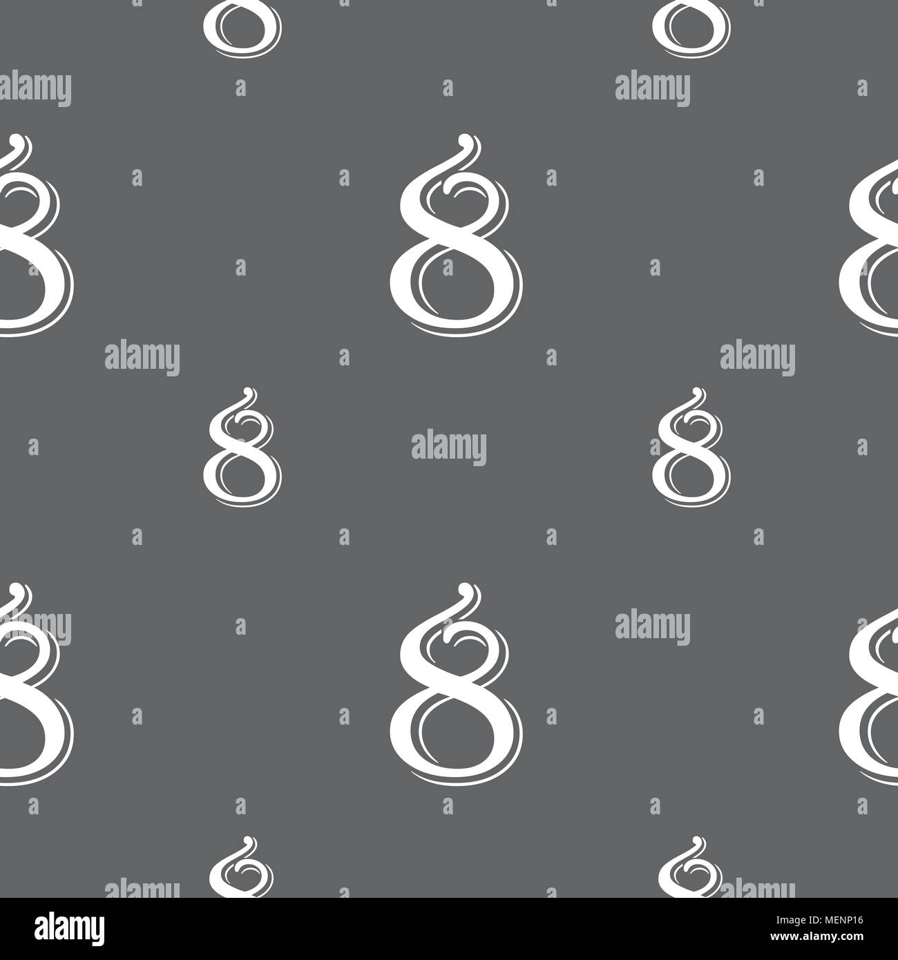 number Eight icon sign. Seamless pattern on a gray background. Vector ...