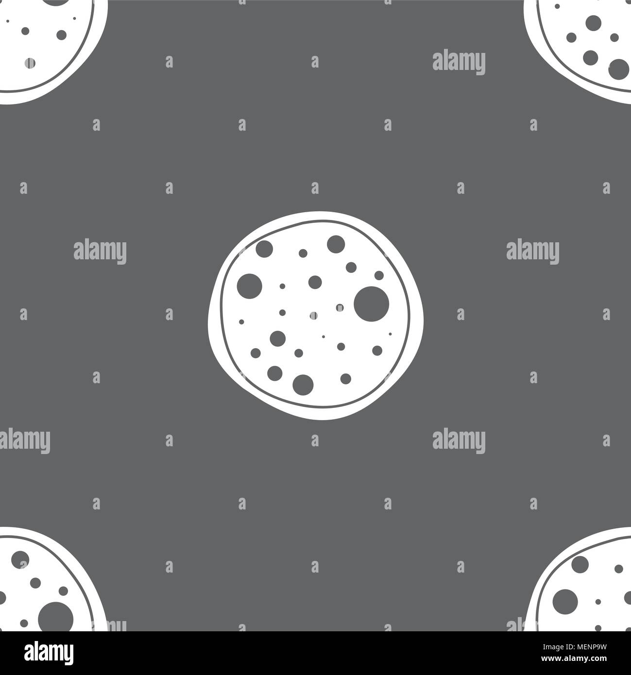 Pizza Icon. Seamless pattern on a gray background. Vector illustration Stock Vector