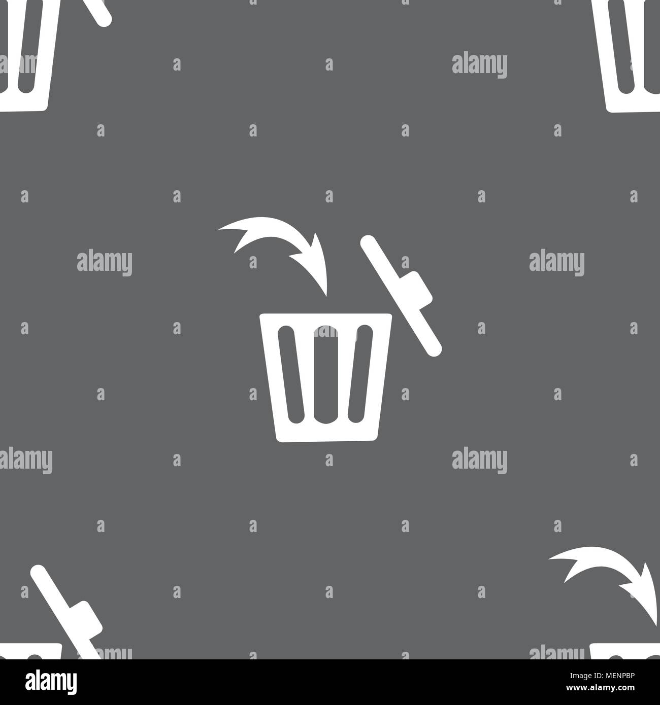 Recycle bin sign icon. Seamless pattern on a gray background. Vector ...