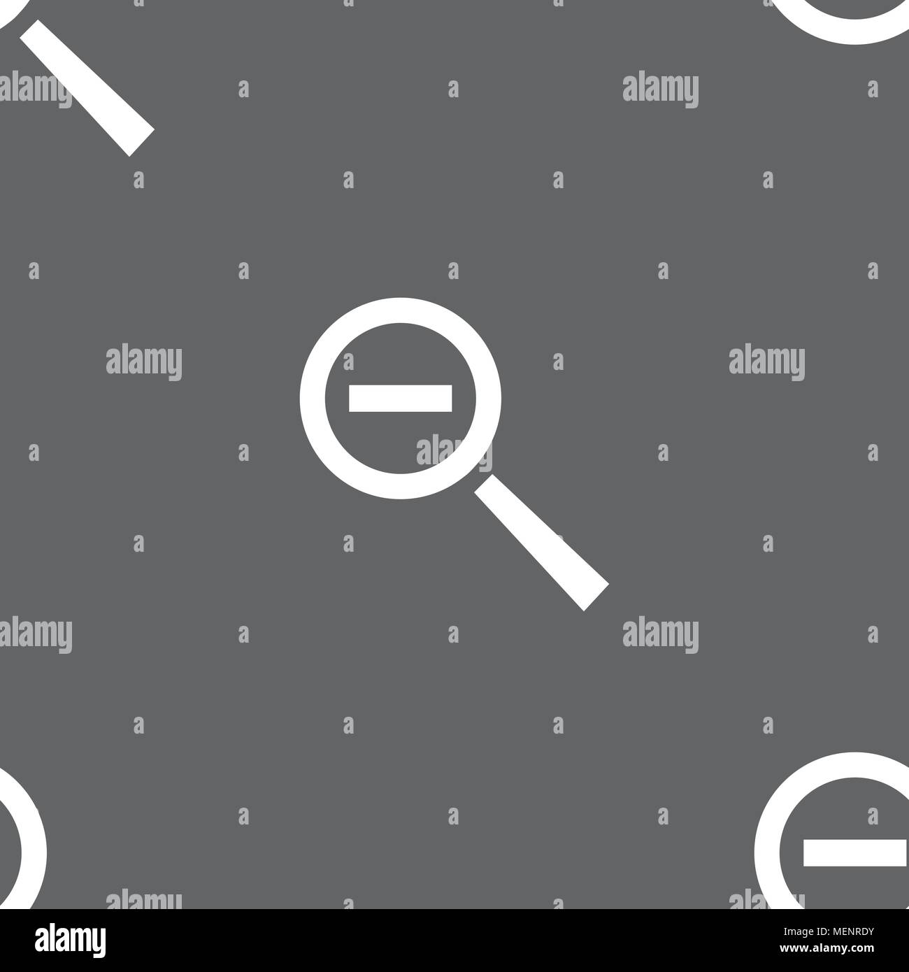 Magnifier glass, Zoom tool icon sign. Seamless pattern on a gray ...