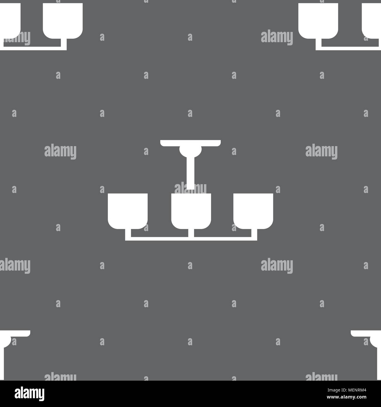 Chandelier Light Lamp icon sign. Seamless pattern on a gray ... Chandelier Light Lamp icon sign. Seamless pattern on a gray ...