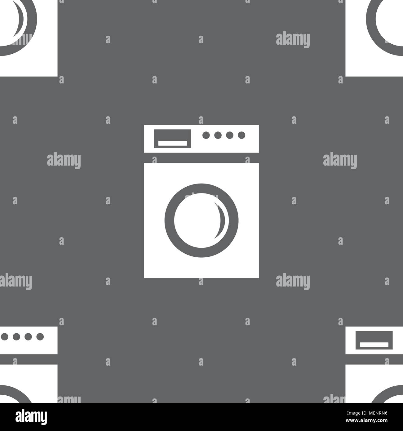 washing machine icon sign. Seamless pattern on a gray background. Vector illustration Stock Vector