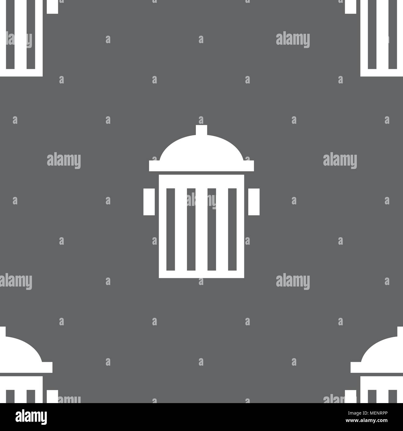 fire hydrant icon sign. Seamless pattern on a gray background. Vector illustration Stock Vector