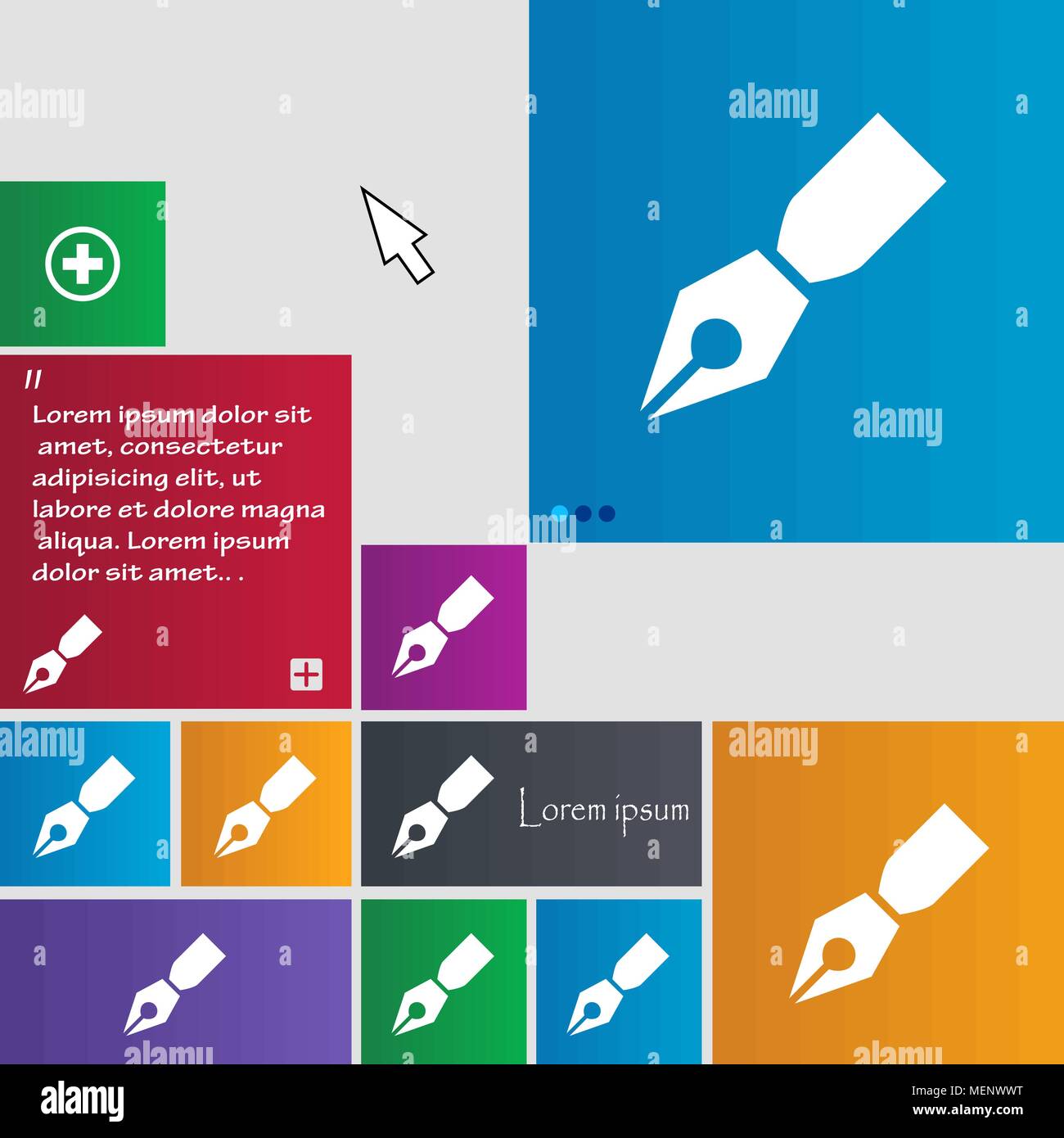 Pen icon sign. buttons. Modern interface website buttons with cursor ...