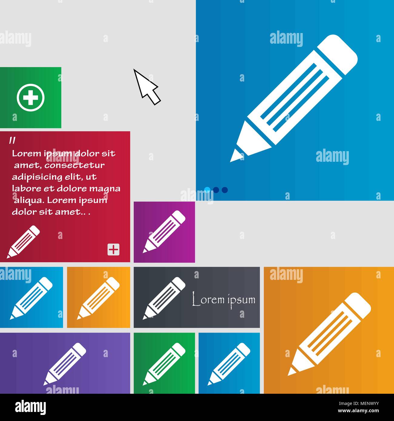 pen icon sign. buttons. Modern interface website buttons with cursor ...