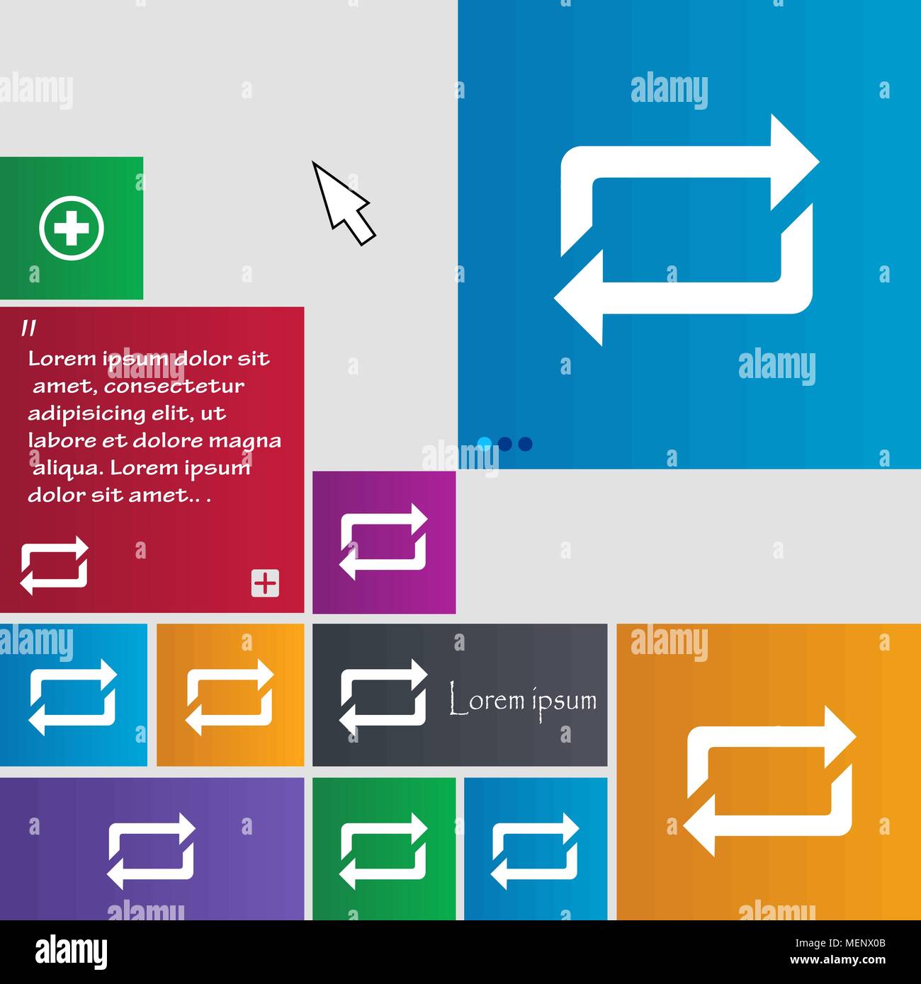 repeat icon sign. buttons. Modern interface website buttons with cursor ...