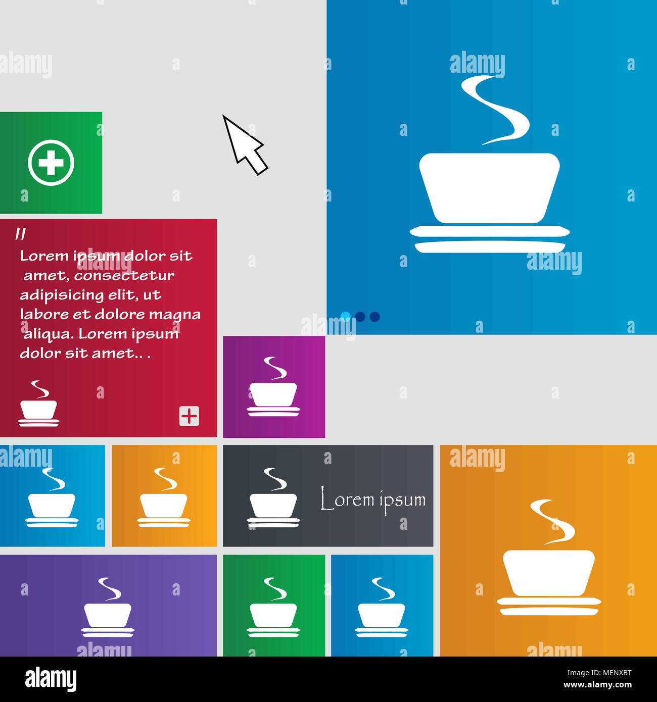 coffee, tea icon sign. buttons. Modern interface website buttons with ...