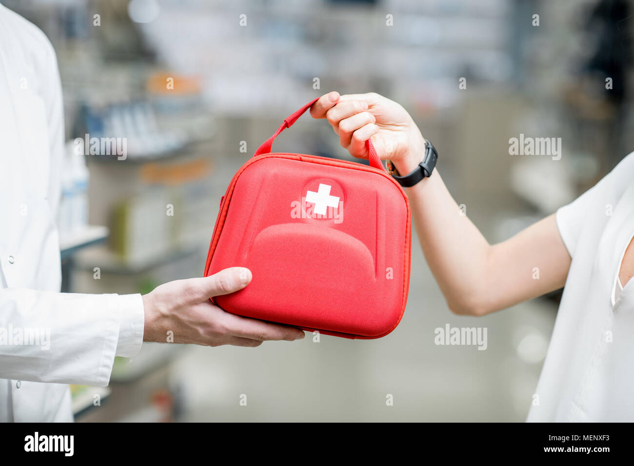 First aid kit in the pharmacy Stock Photo Alamy