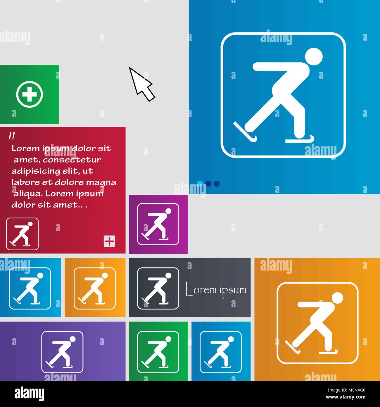 Ice skating icon sign. buttons. Modern interface website buttons with