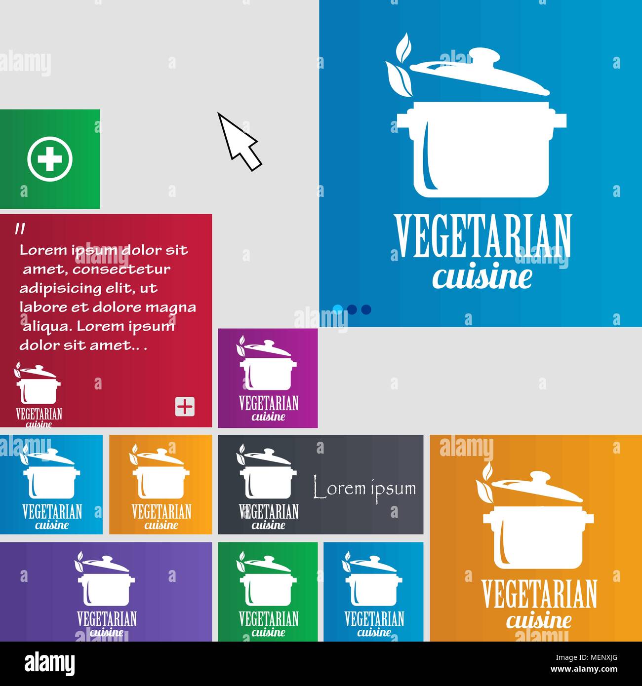 vegetarian cuisine icon sign. buttons. Modern interface website buttons with cursor pointer. Vector illustration Stock Vector