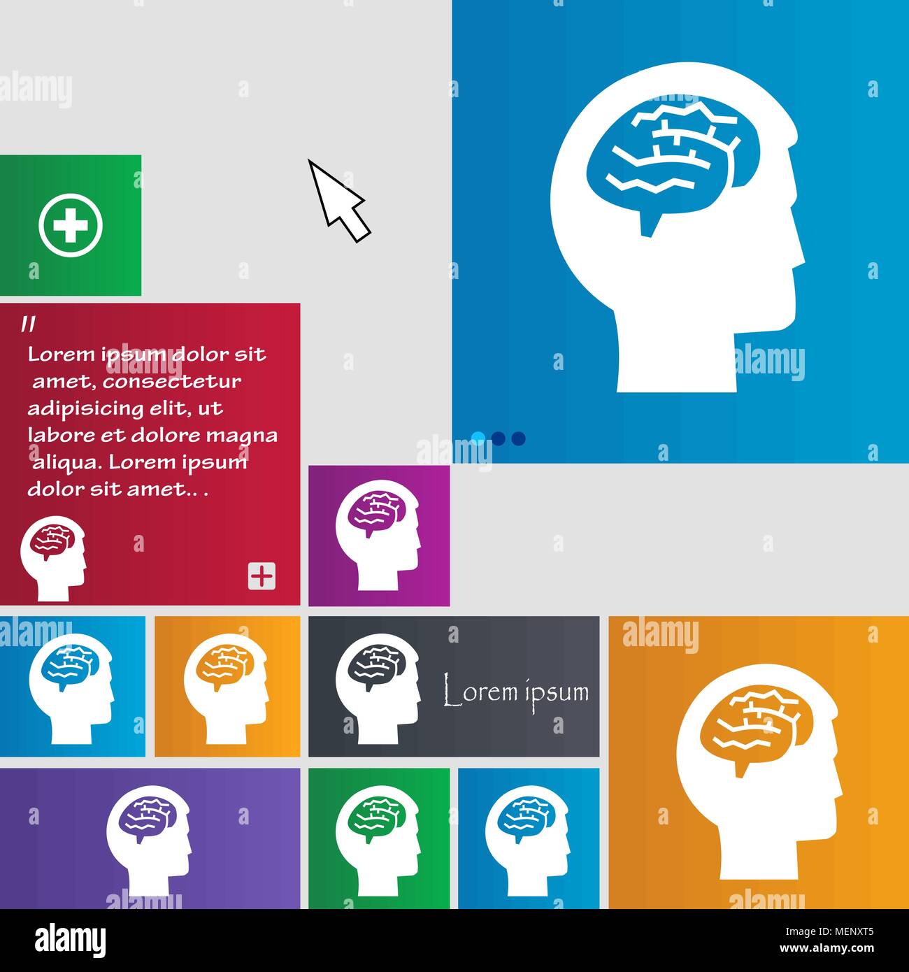 Brain icon sign. buttons. Modern interface website buttons with cursor ...