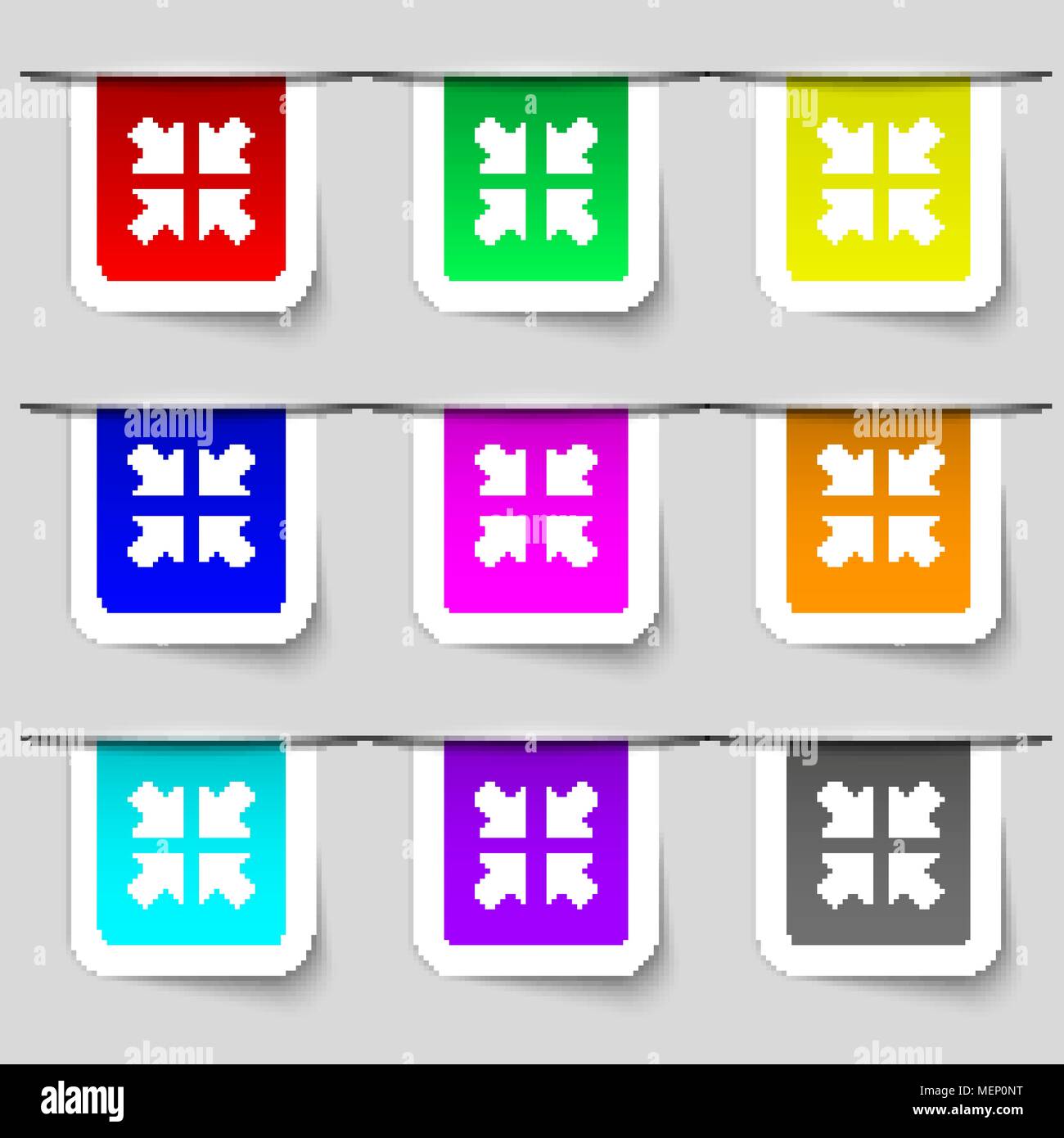 Exit full screen icon sign. Set of multicolored modern labels for your design. Vector illustration Stock Vector