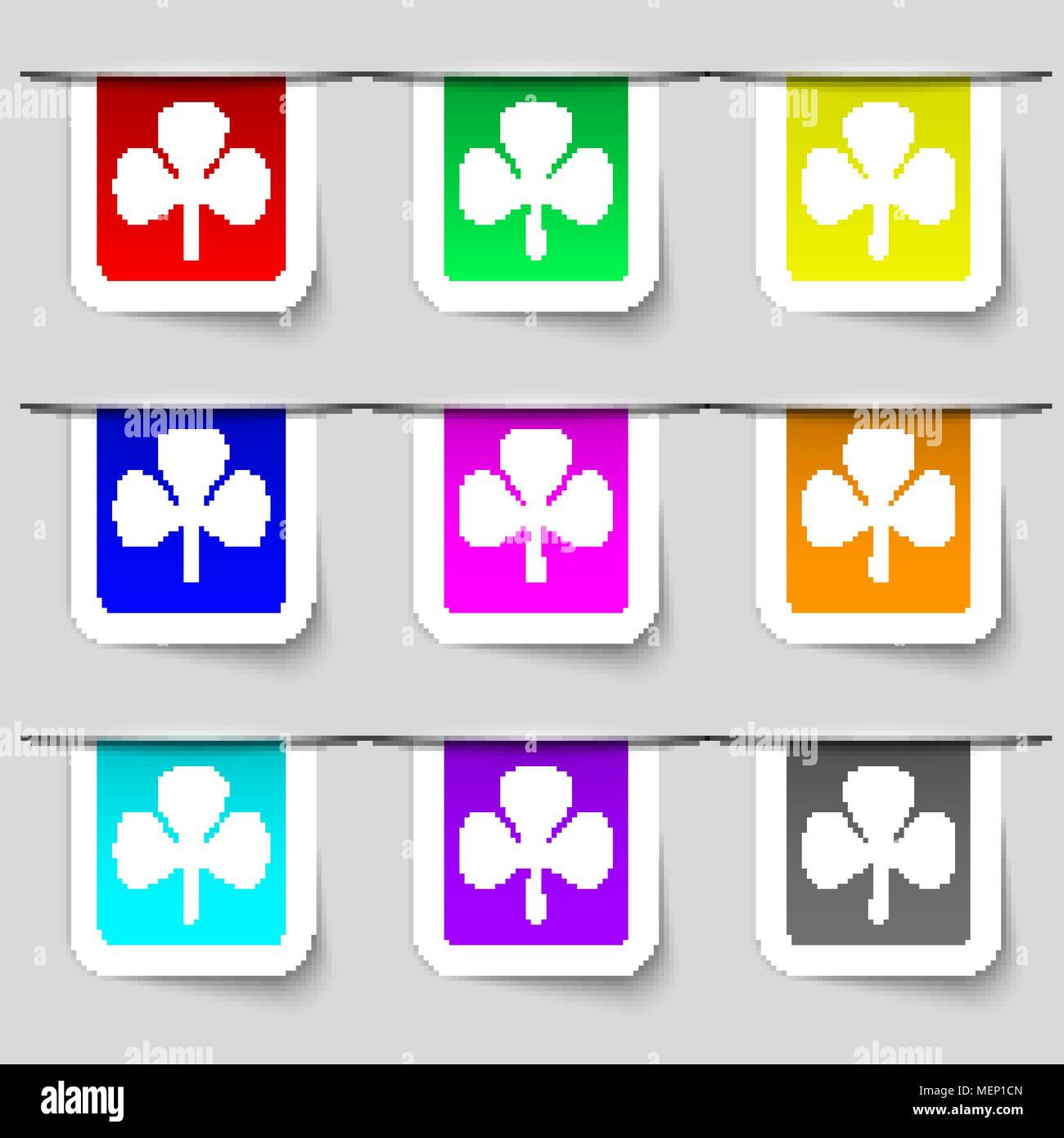 Clover icon sign. Set of multicolored modern labels for your design ...