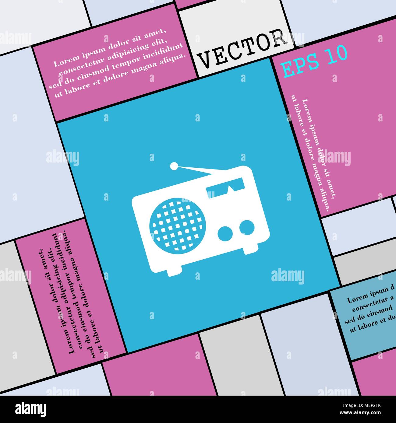 Retro radio icon sign. Modern flat style for your design. Vector ...