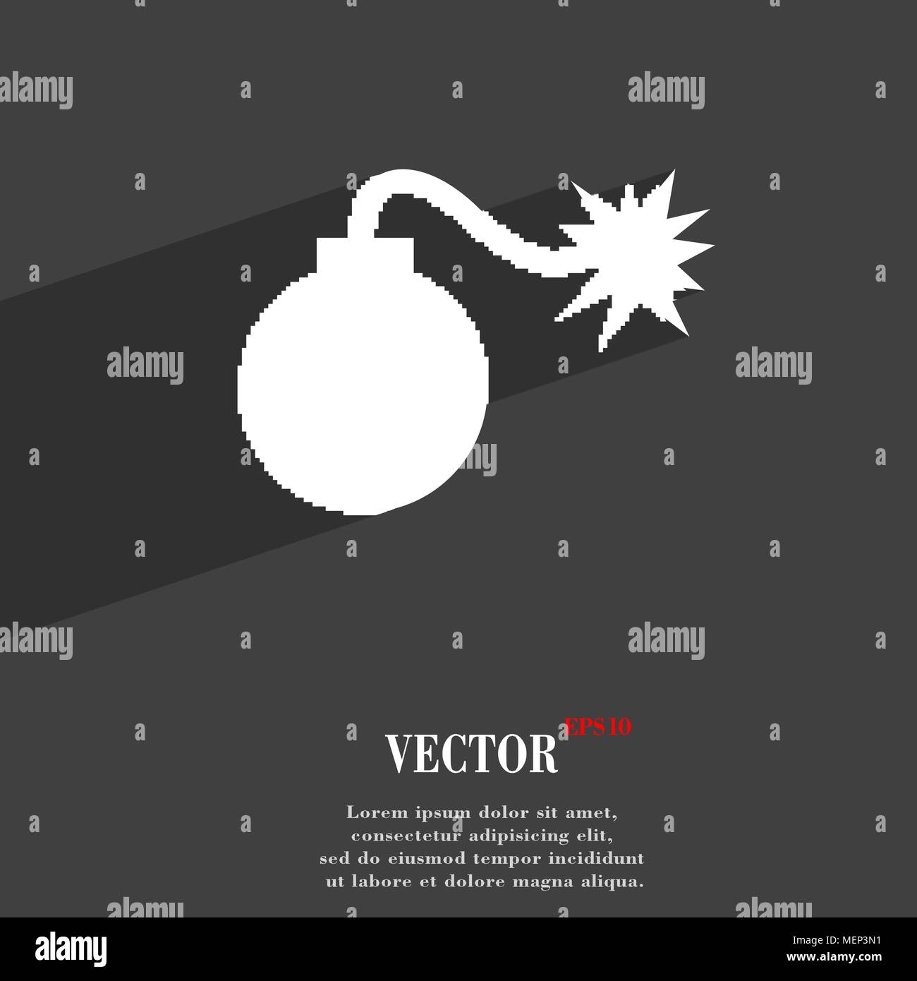 bomb symbol Flat modern web design with long shadow and space for your ...