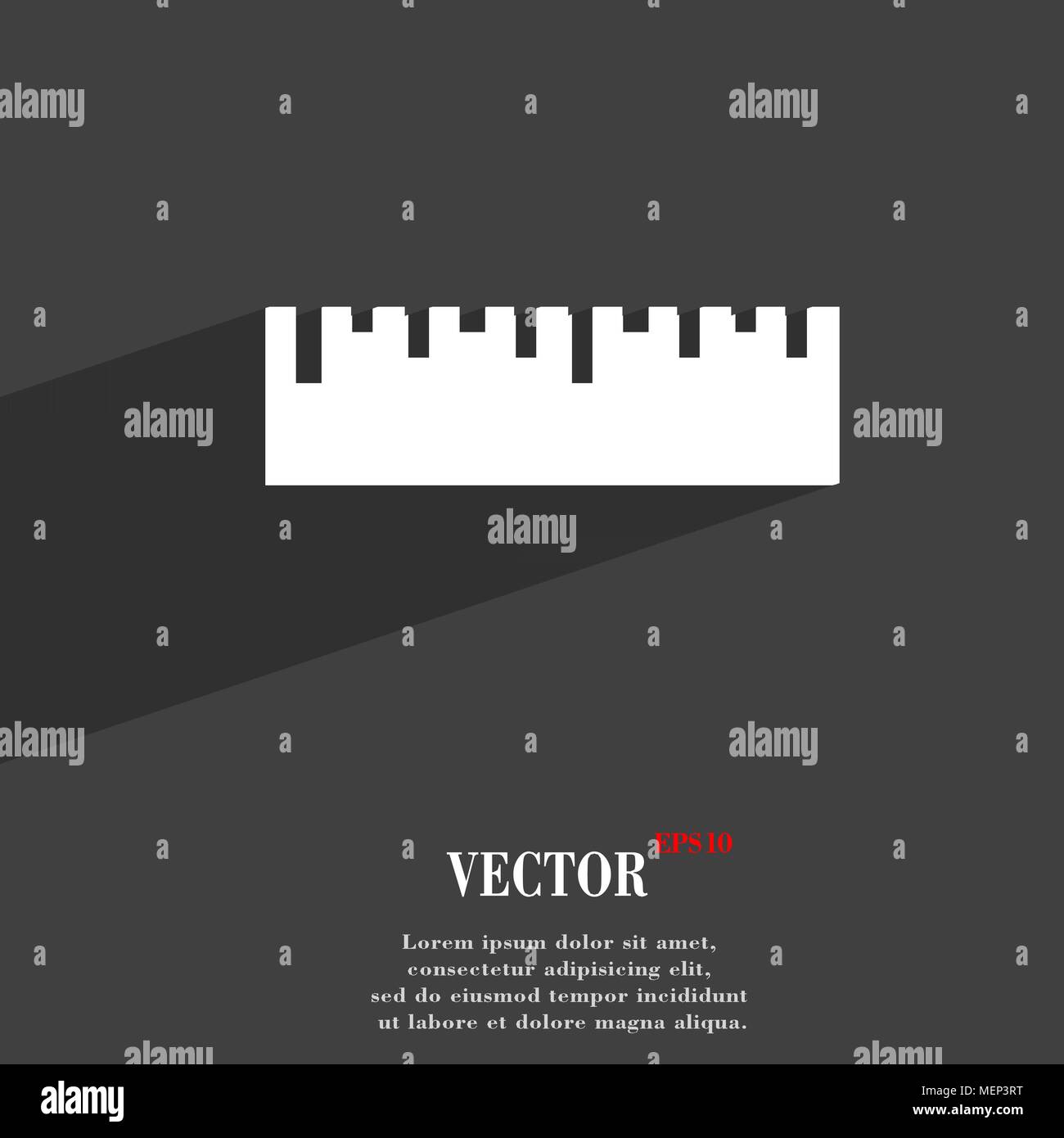 ruler symbol Flat modern web design with long shadow and space for your ...