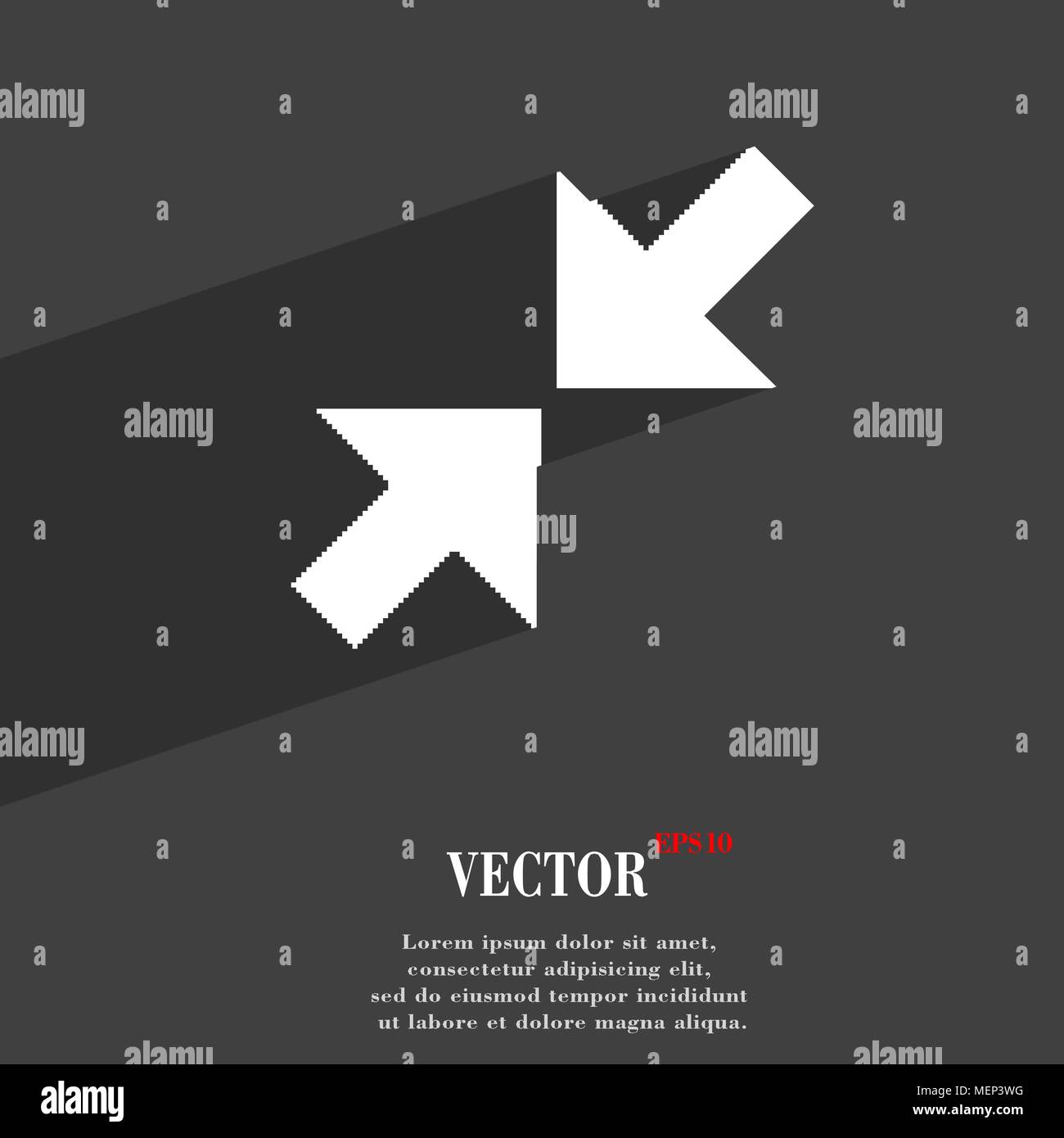 Exit full screen symbol Flat modern web design with long shadow and space for your text. Vector illustration Stock Vector