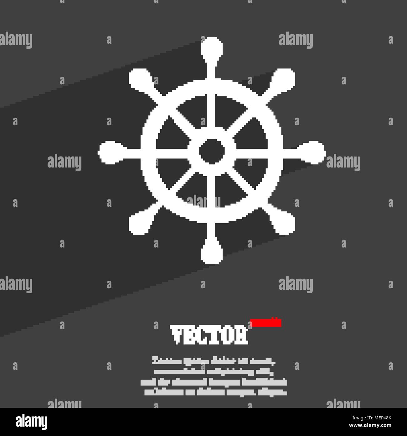 ship helm symbol Flat modern web design with long shadow and space for ...