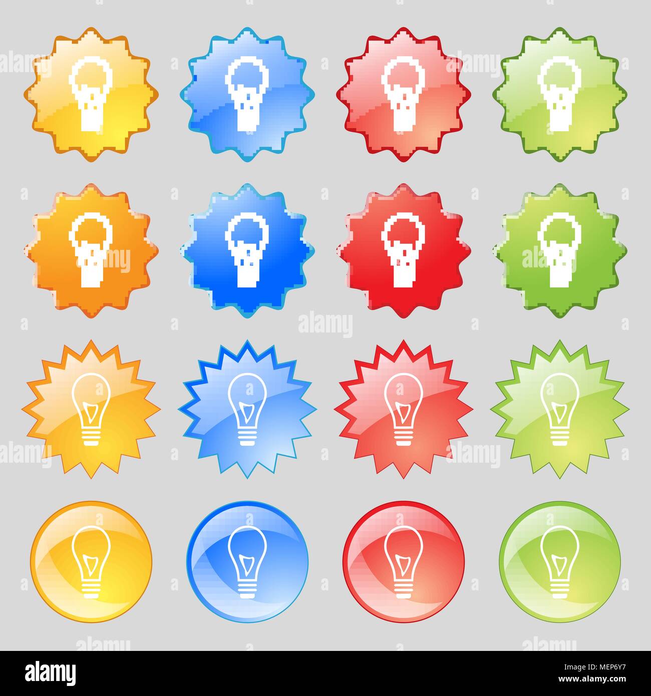 Light bulb icon sign. Big set of 16 colorful modern buttons for your ...