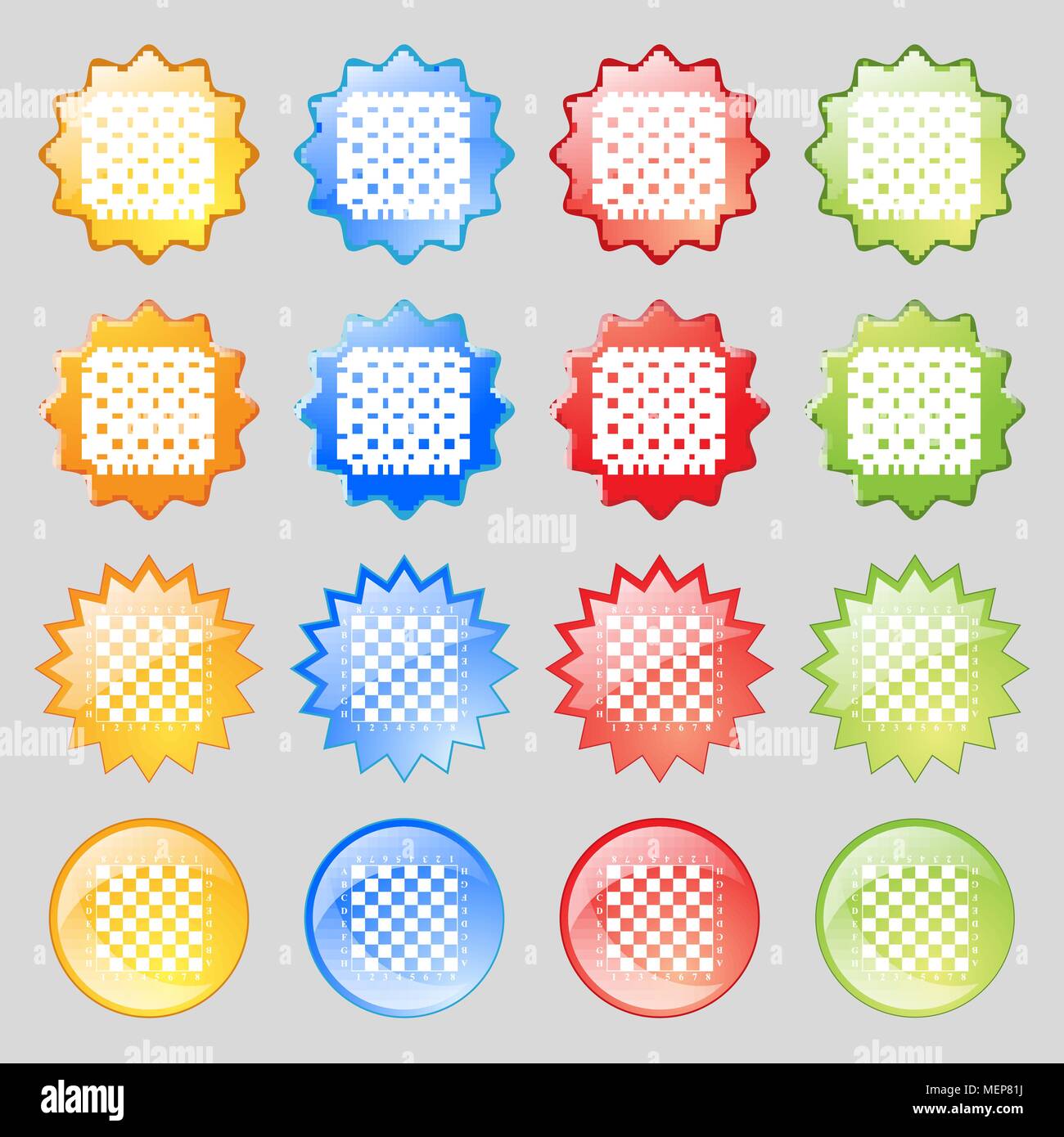 Modern Chess board icon sign. Big set of 16 colorful modern buttons for ...