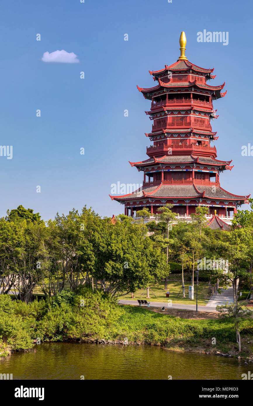 Xinglin Pavilion, The Xiamen International Garden & Flower Expo Park, Jimei District, Xiamen, Fujian, China Stock Photo