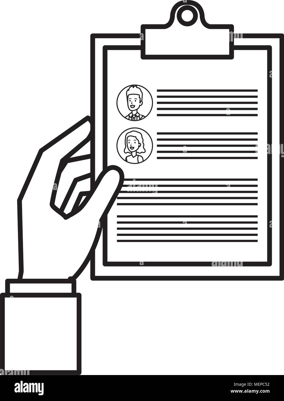 hand lifting clipboard with curriculum vitae Stock Vector Image & Art ...