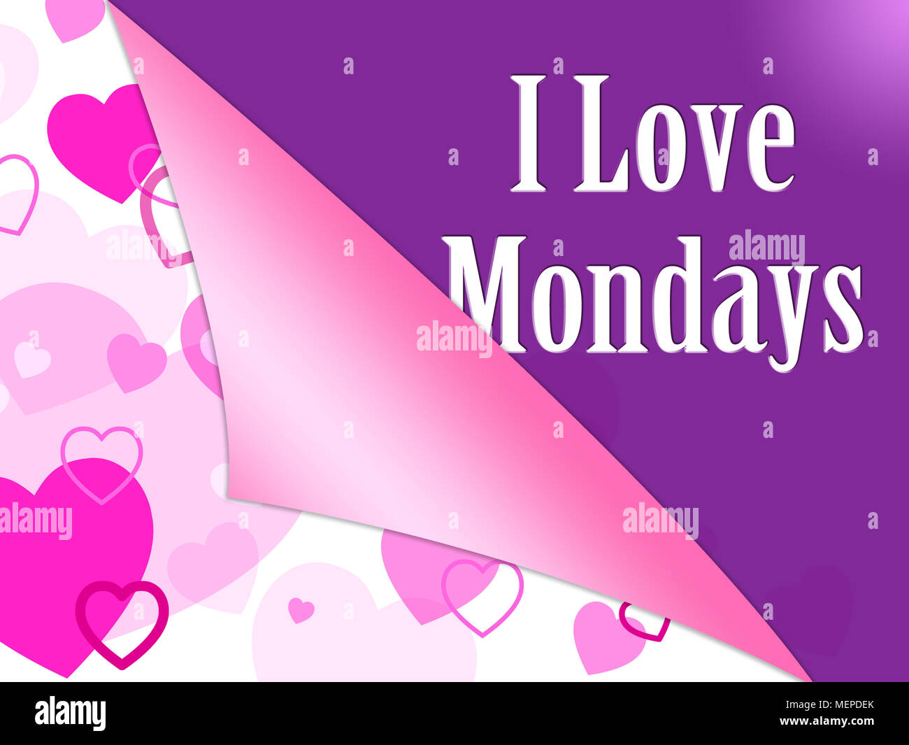 Positive Monday Quotes Love The Day Hearts 3d Illustration Stock