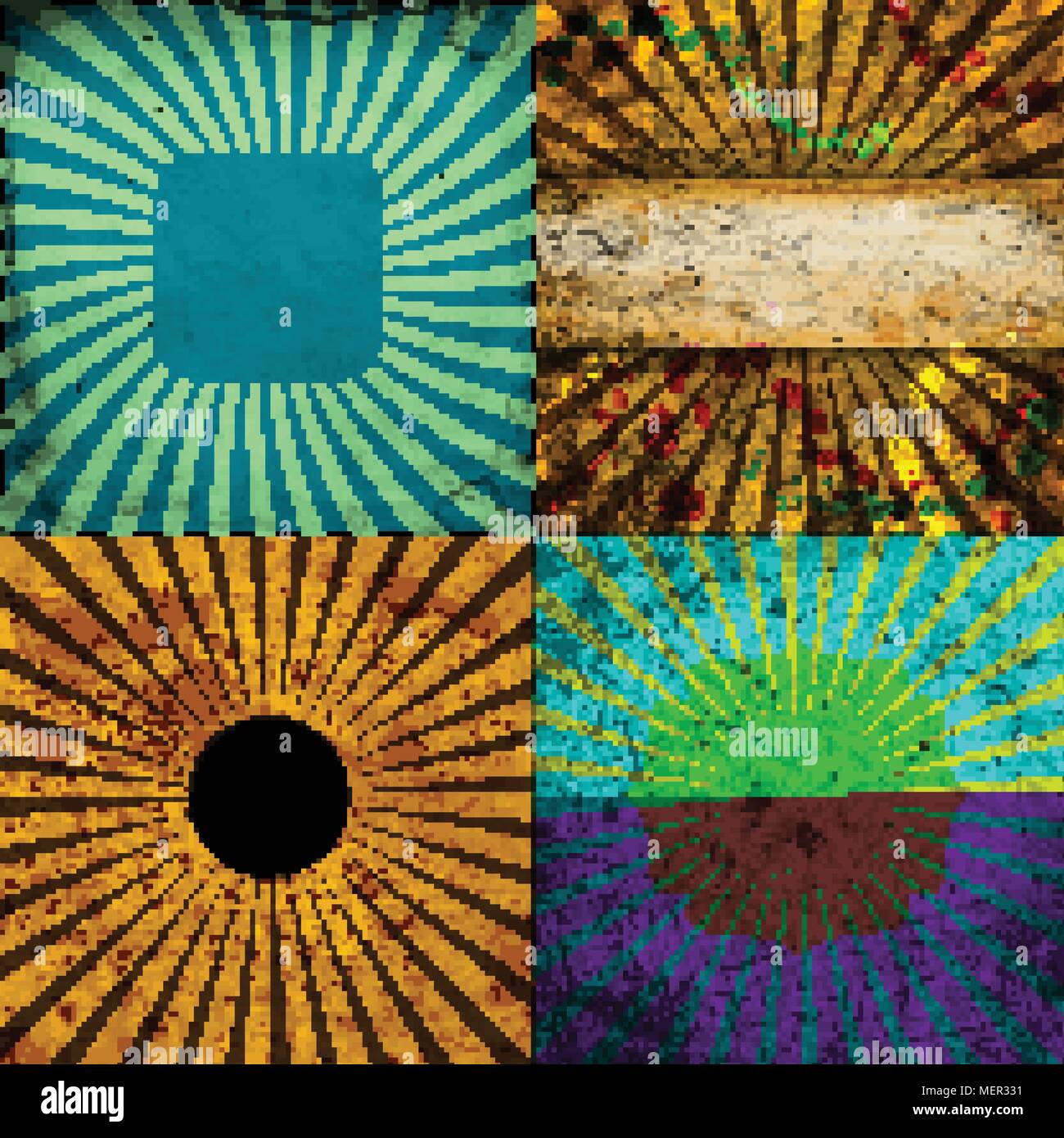 Set Vintage Colored Rays background. EPS10. Vector illustration Stock ...