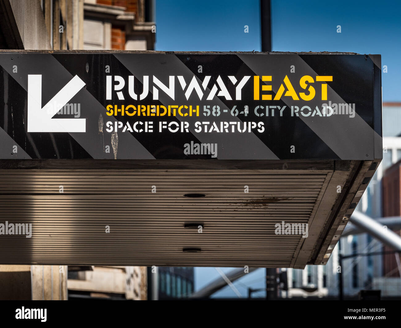 Runway East - co working space for starups in London's creative and technology Shoreditch district Stock Photo