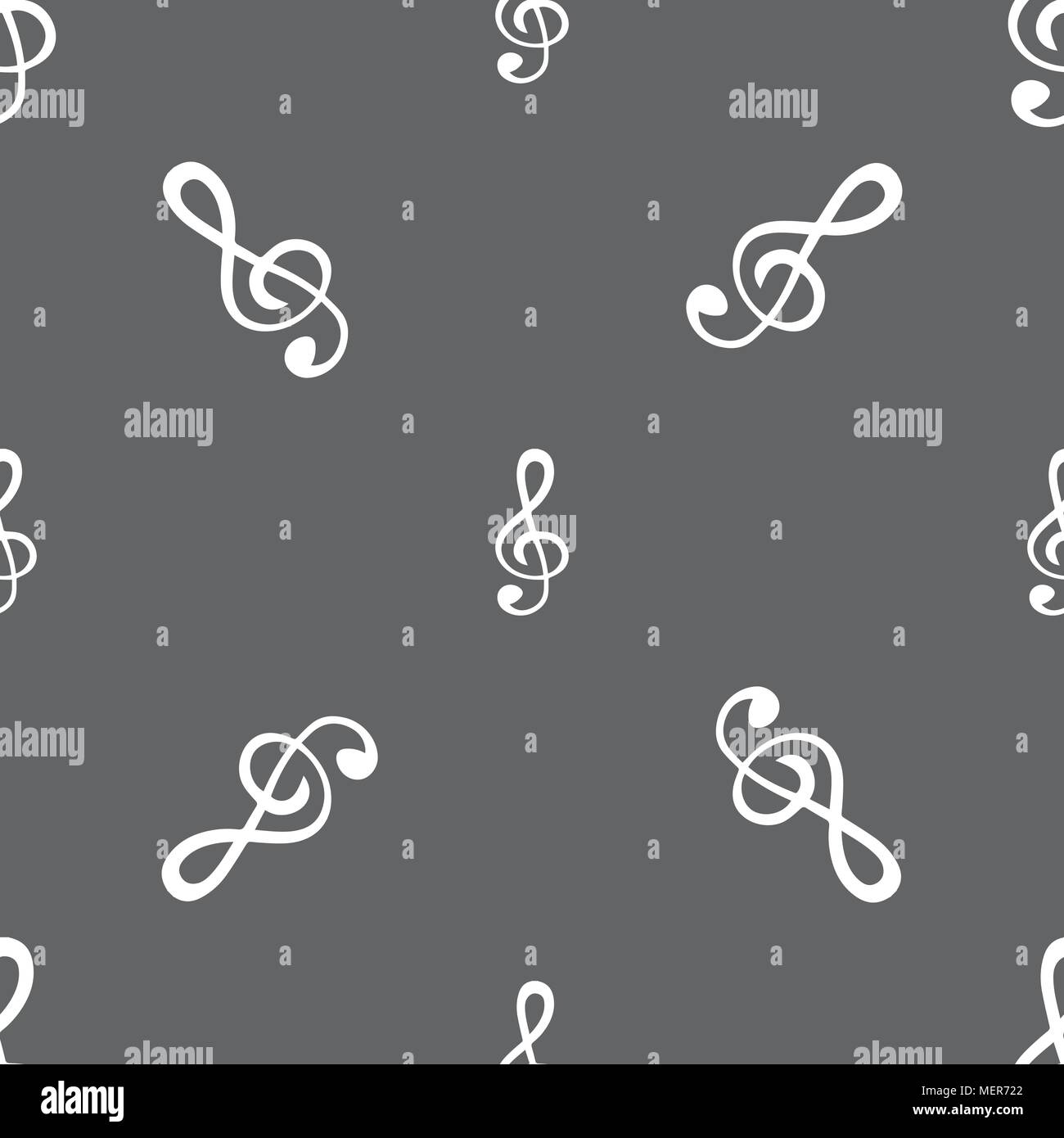 treble clef icon. Seamless pattern on a gray background. Vector ...