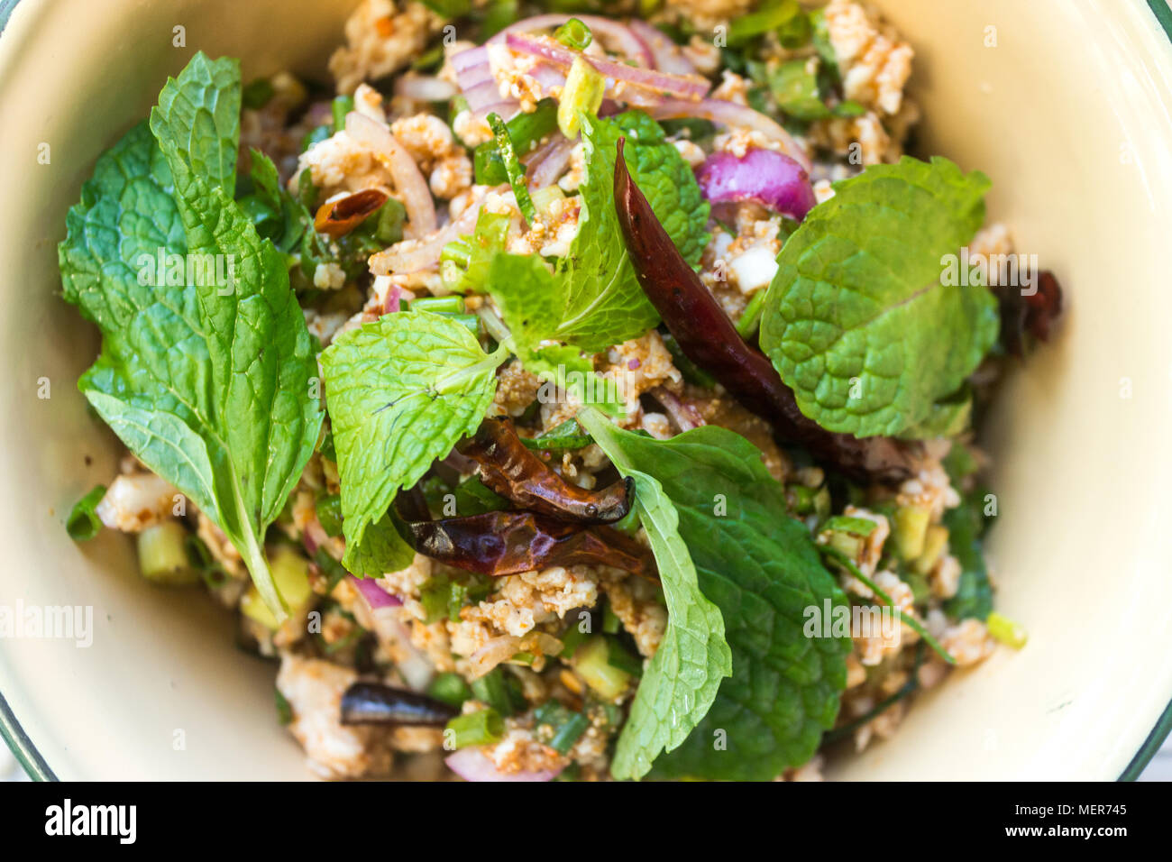 thai food spicy minced pork salad (Larb Stock Photo - Alamy