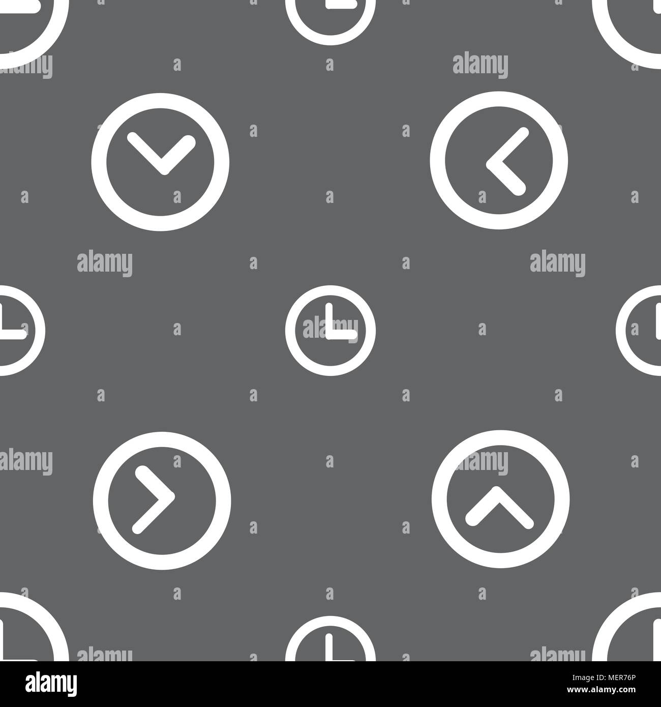 Clock sign icon. Mechanical clock symbol. Seamless pattern on a gray background. Vector illustration Stock Vector