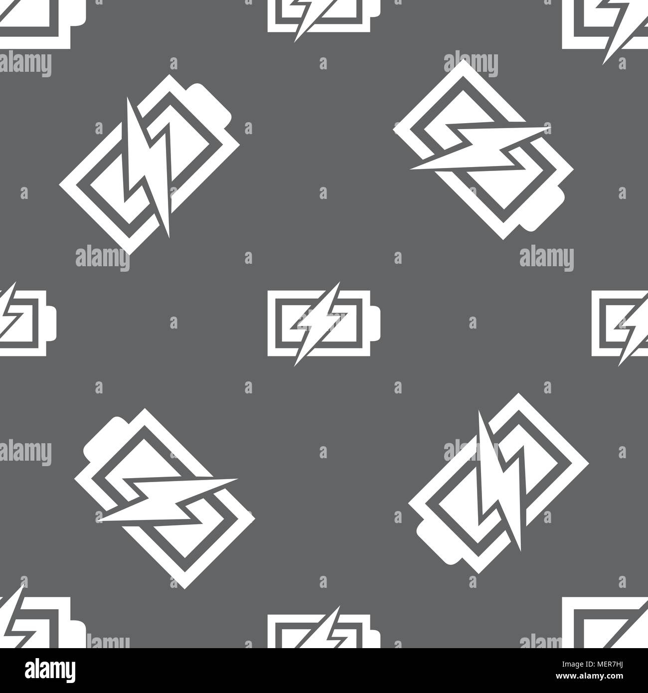 Battery charging sign icon. Lightning symbol. Seamless pattern on a ...