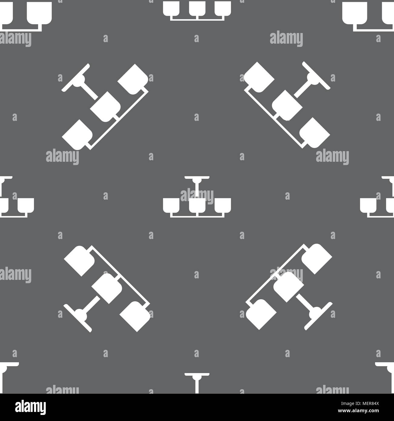 Chandelier Light Lamp icon sign. Seamless pattern on a gray ... Chandelier Light Lamp icon sign. Seamless pattern on a gray ...