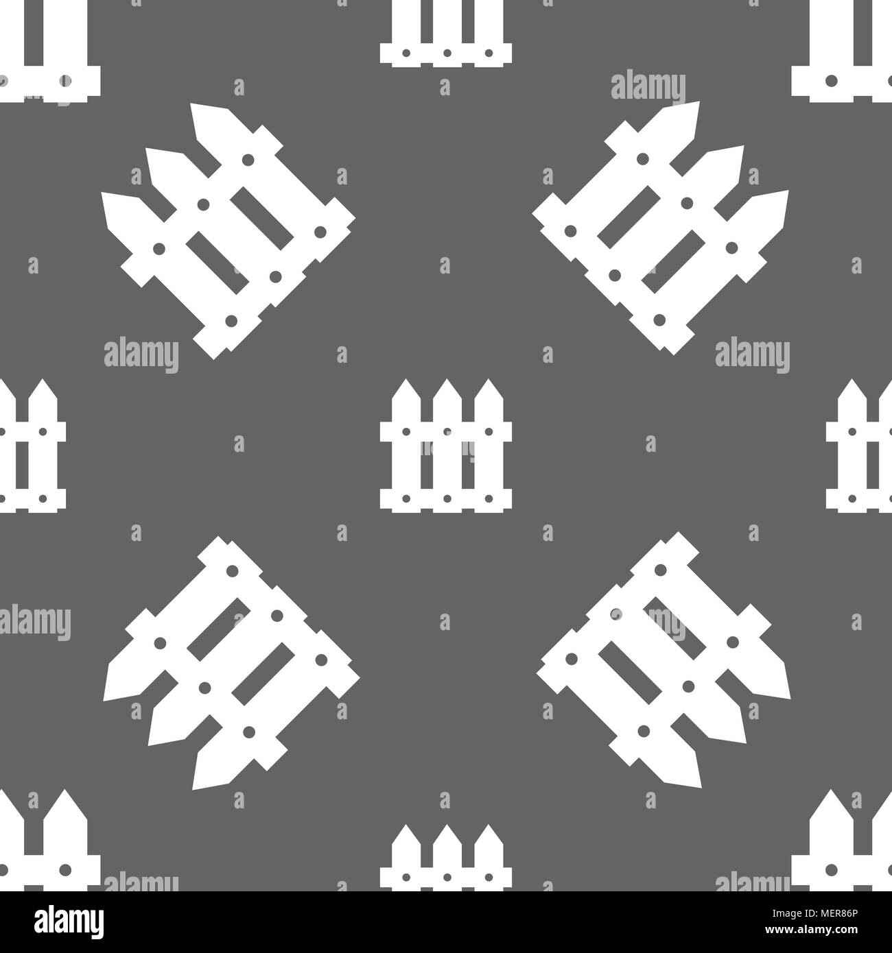 Fence icon sign. Seamless pattern on a gray background. Vector ...
