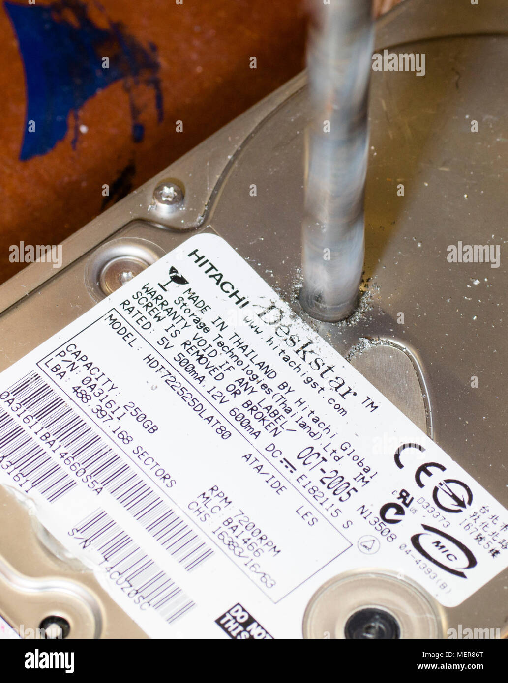 Concept picture, a distressed PC hard drive. Stock Photo