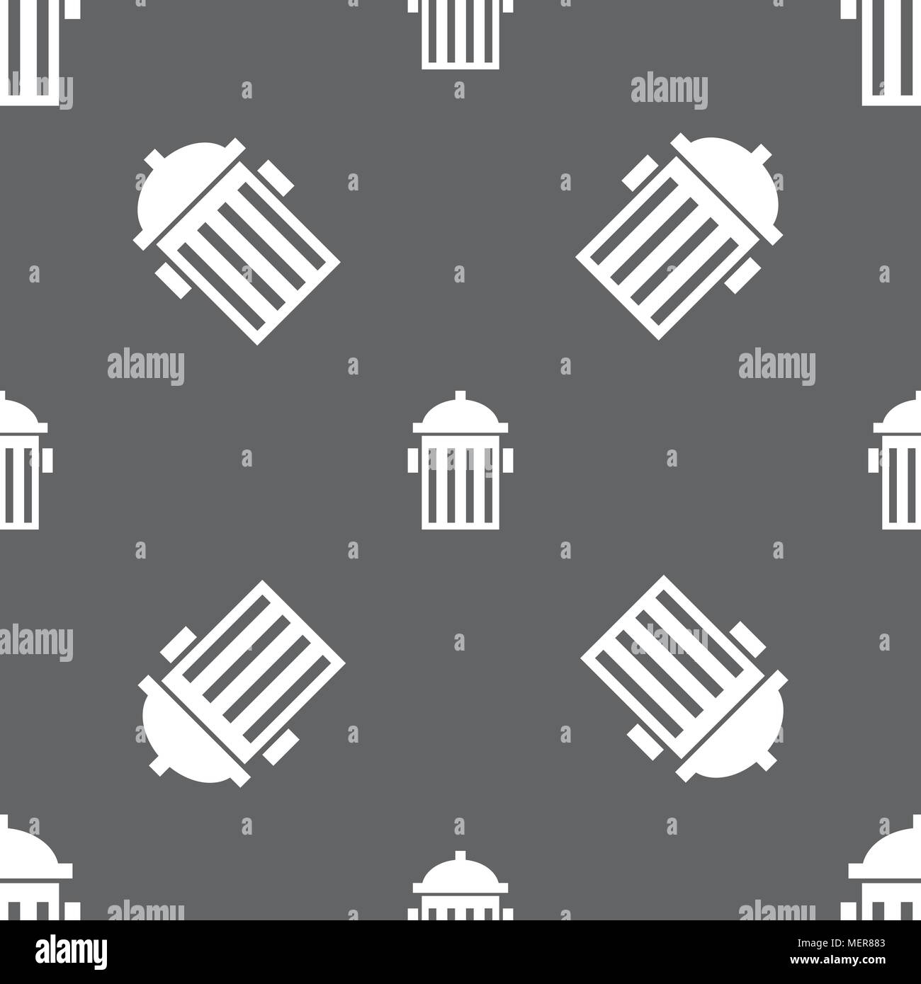 fire hydrant icon sign. Seamless pattern on a gray background. Vector illustration Stock Vector