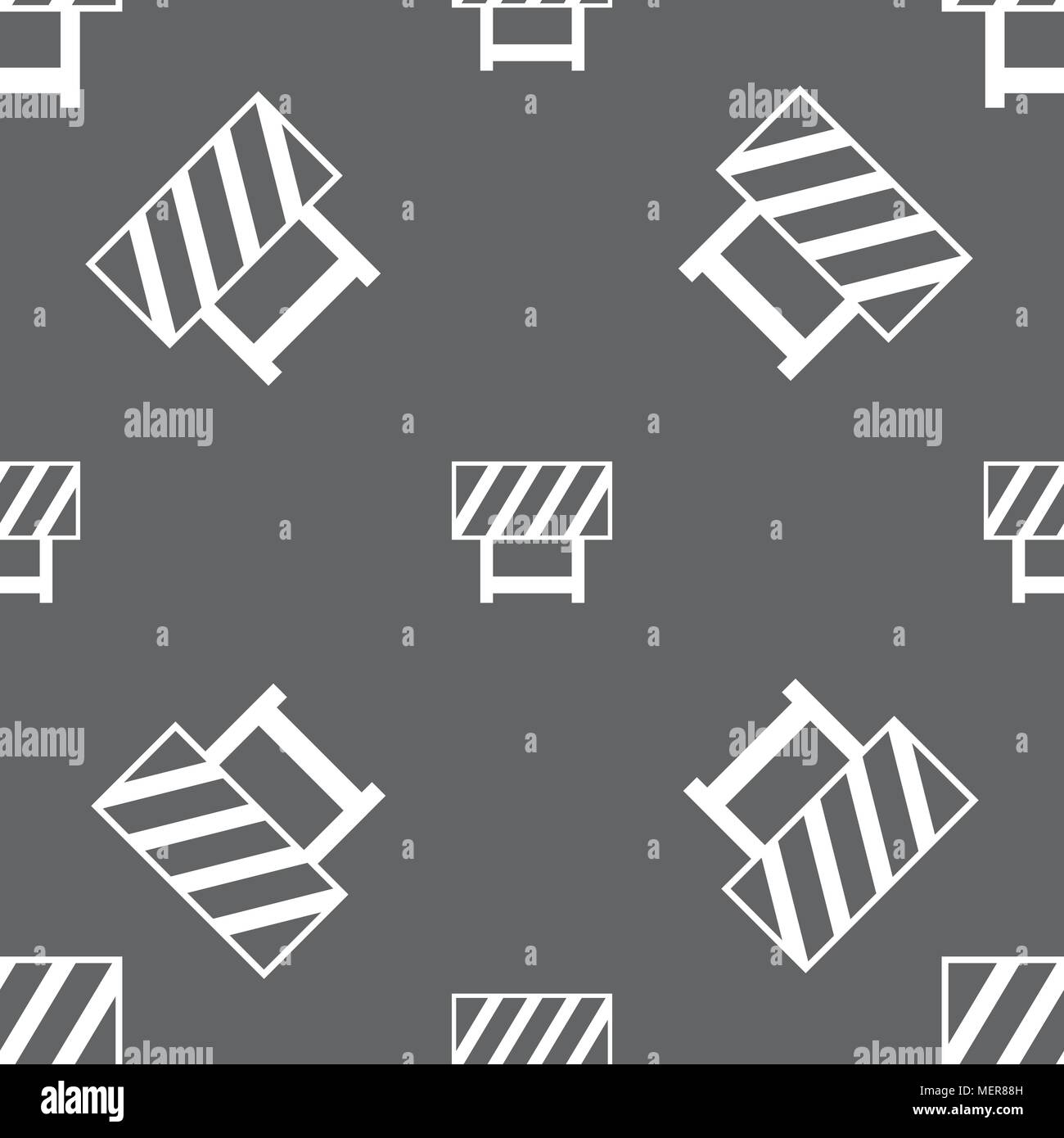 road barrier icon sign. Seamless pattern on a gray background. Vector ...