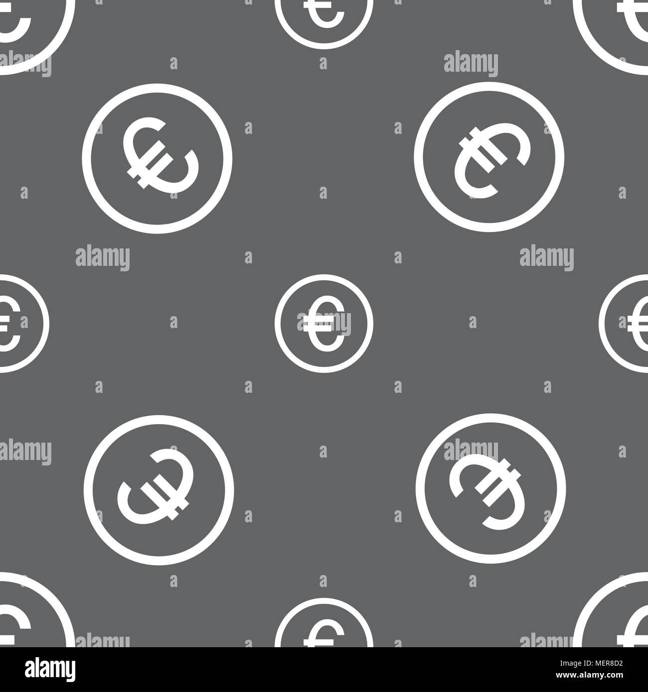 Euro icon sign. Seamless pattern on a gray background. Vector ...