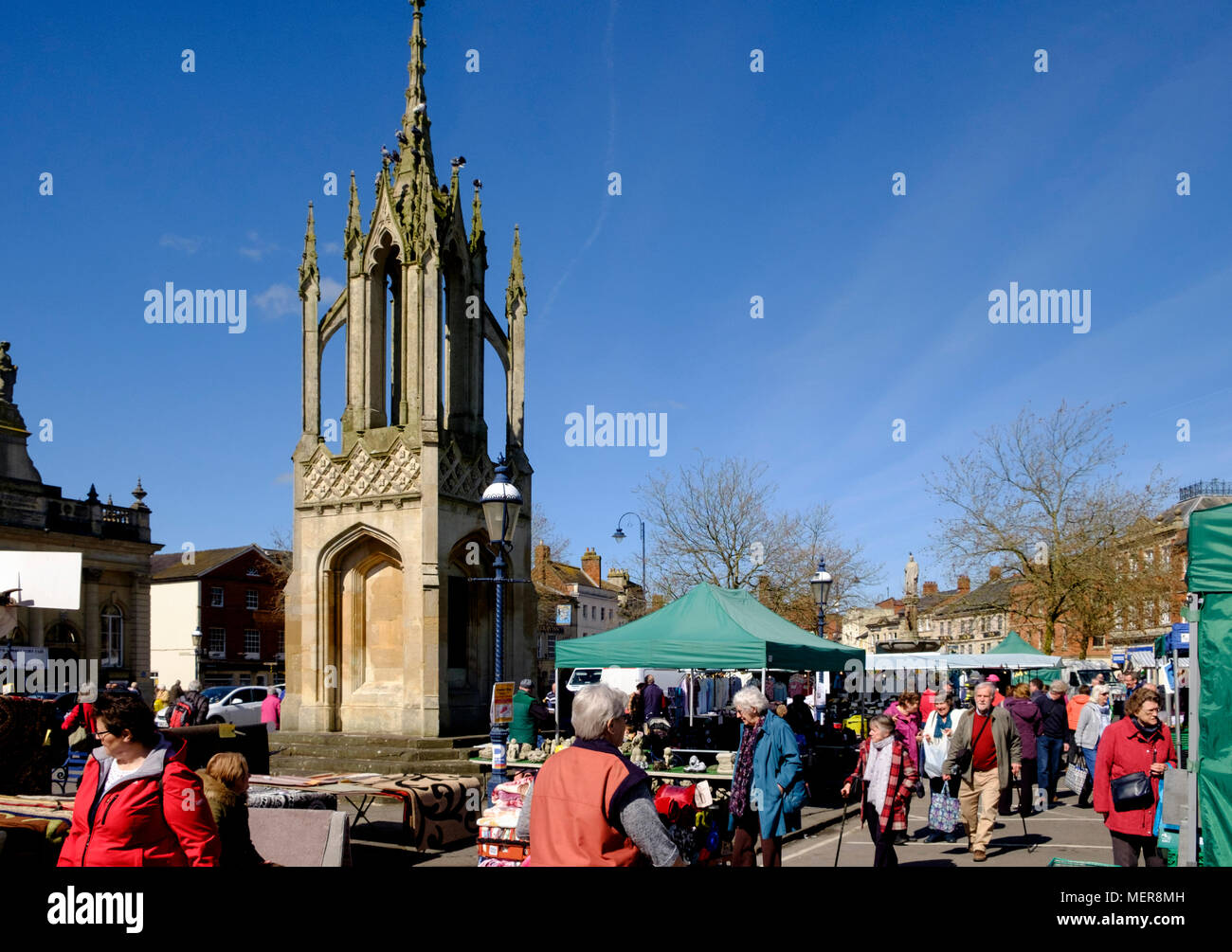 Around devizes, a wiltshire town england uk the market place on thursday market day Stock Photo