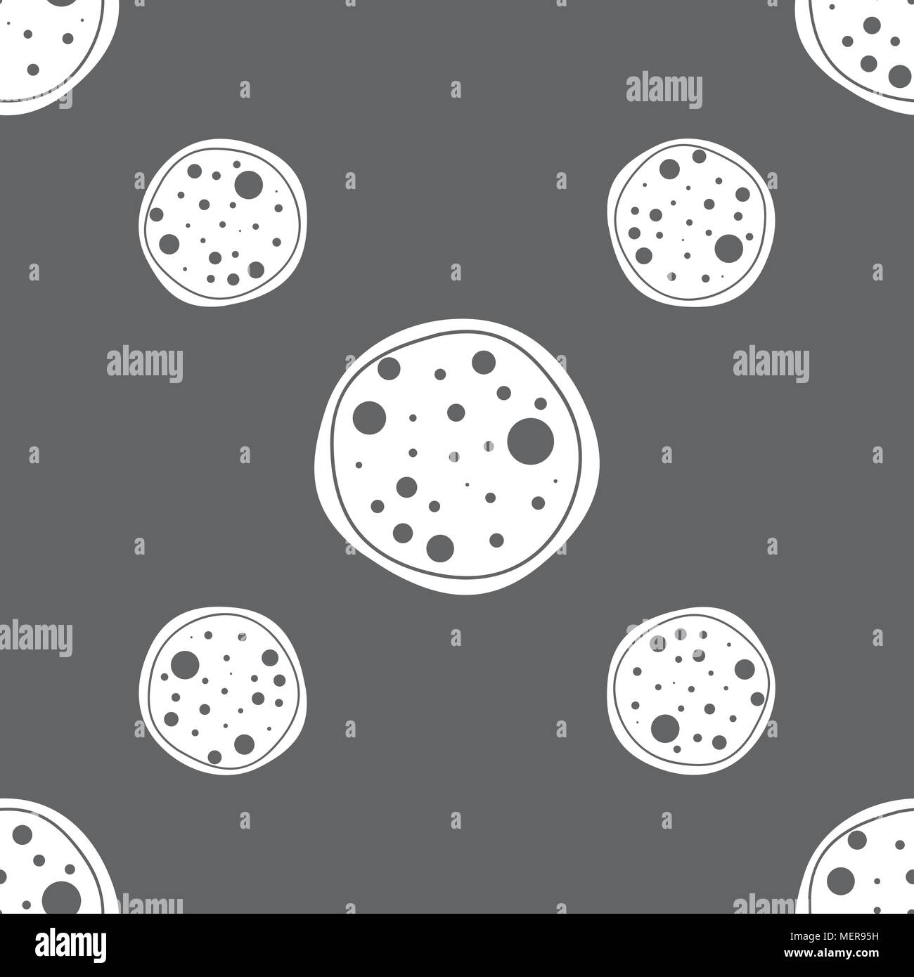 Pizza Icon. Seamless pattern on a gray background. Vector illustration Stock Vector