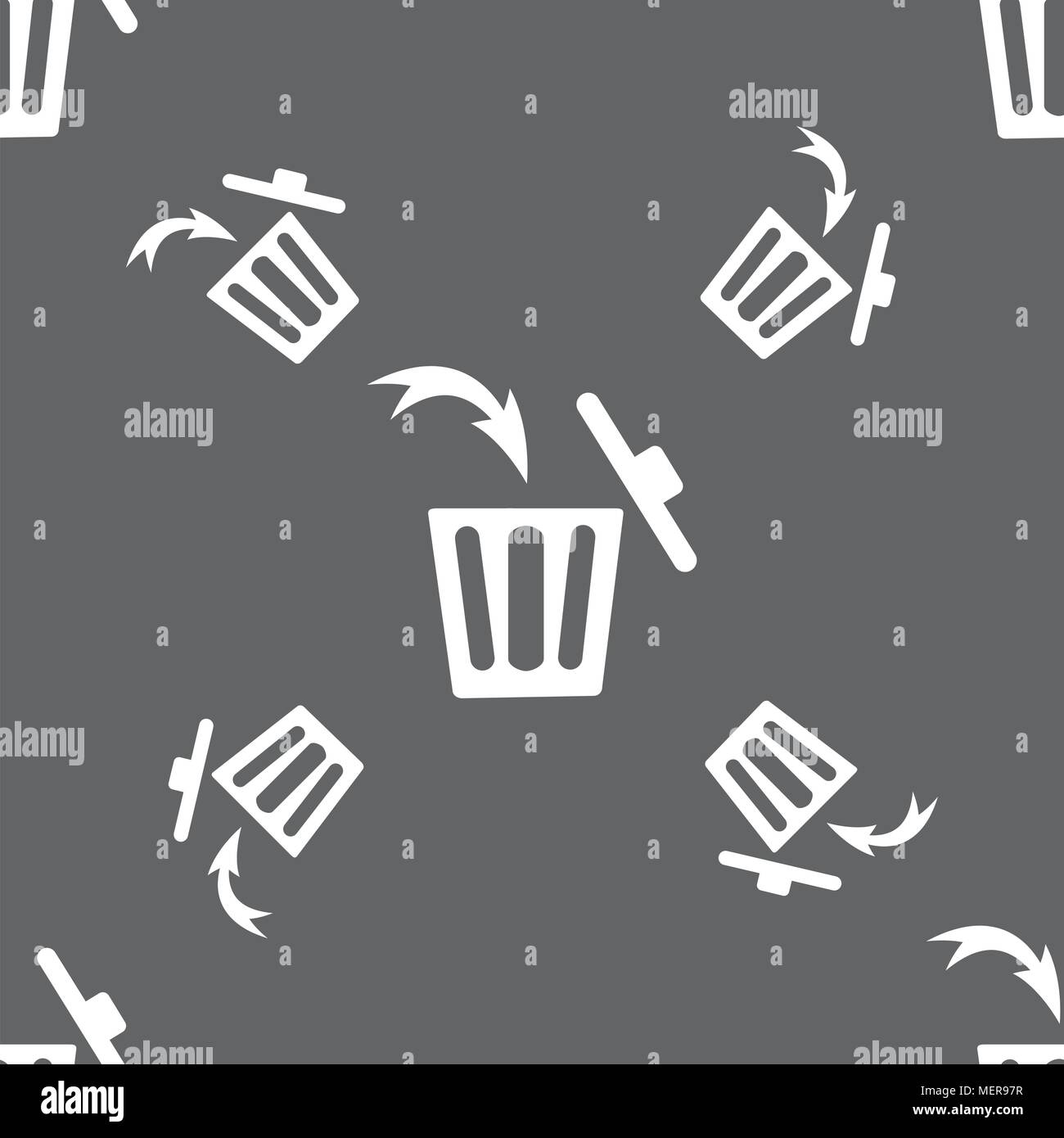Recycle bin sign icon. Seamless pattern on a gray background. Vector ...